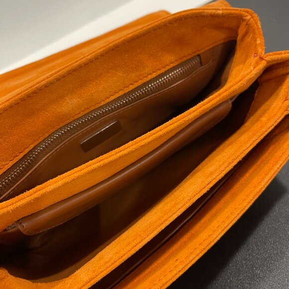 Prada Orange Suede Lock Flap Chain Shoulder Bag (141155) - Picture 10 of 14